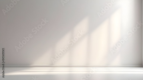 realistic and understated natural light windows with fuzzy edges, abstract background, and shadow overlay on wall paper texture. abstract bright white backdrop with minimal elements for showcasing pro