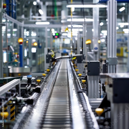 Wallpaper Mural A well structured assembly line at a manufacturing plant represents the high efficiency and exactness of current production processes, demonstrating superior operational standards Torontodigital.ca