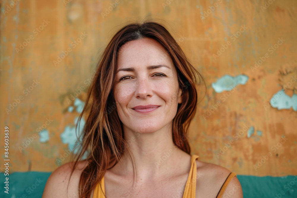 Fototapeta premium A close up portrait of a woman with a subtle smile