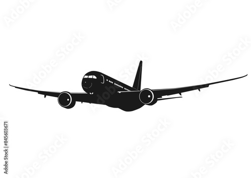 The Silhouette of the Landing Aircraft. The Concept of Travel and Summer Holidays. Vector.