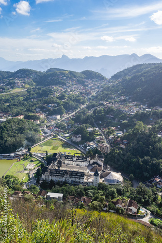 View from Petropolis with a the from above, with the Quitandinha Palace. Petropolis, Rio de Janeiro, Brazil. photo