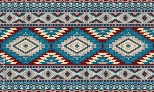 American tribal ethnic native pattern.Traditional Navajo,Aztec,Apache,Southwest and Mexican style fabric pattern.Abstract vector motifs pattern.For fabric,clothing,blanket,carpet,woven,wrap,decoration