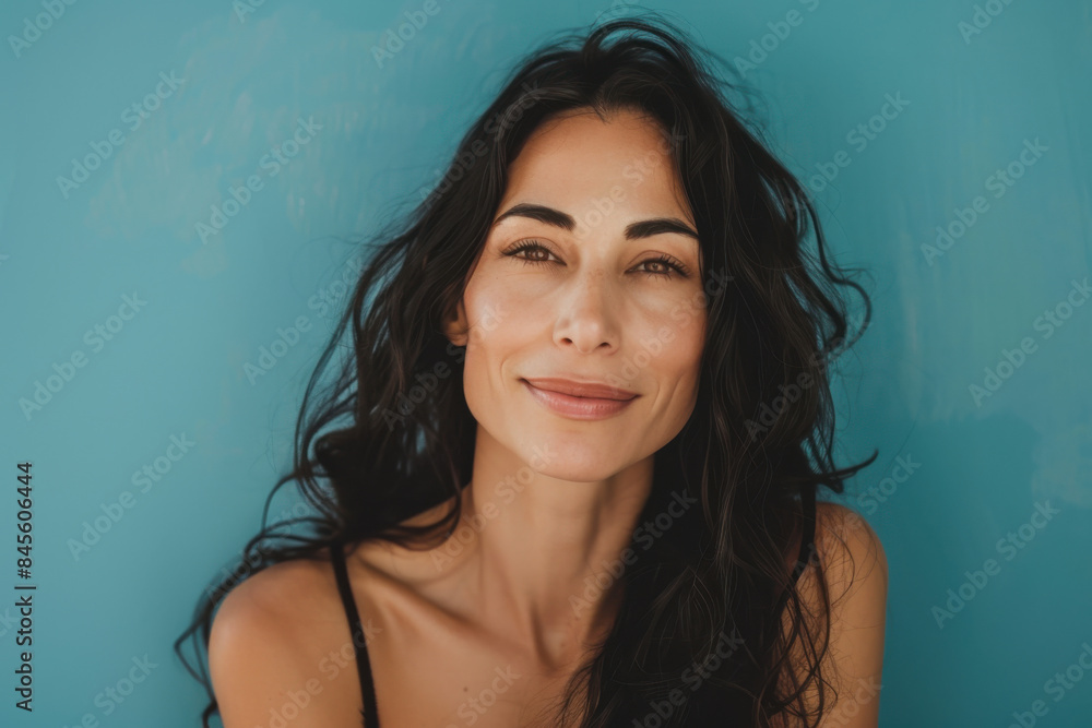 A close up portrait of a woman with a subtle smile A close up portrait of a woman with a subtle smile