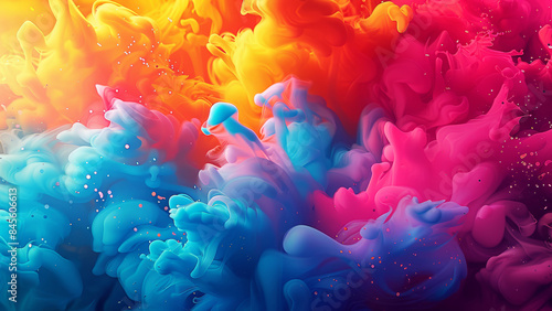 Vibrant Fluid Art with Smooth Transition from Warm to Cool Tones