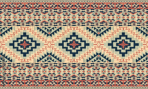 American tribal ethnic native pattern.Traditional Navajo,Aztec,Apache,Southwest and Mexican style fabric pattern.Abstract vector motifs pattern.For fabric,clothing,blanket,carpet,woven,wrap,decoration