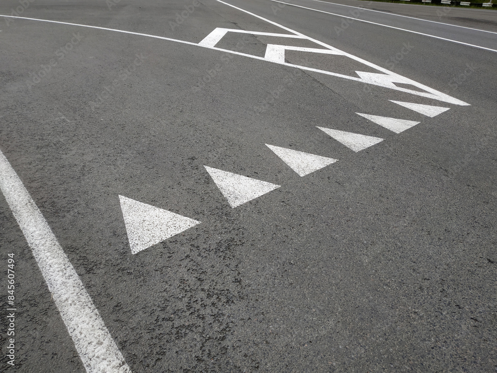 Road markings. White on gray and black. Abstract drawing art Road markings. White on gray and black. Abstract drawing art