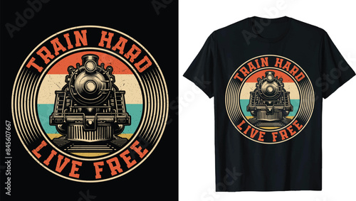 Train T-Shirt, Train Lovers, Railroad T Shirts, Railroad Shirt, Train Tshirt, Steam Engine
 Gifts for Men, Locomotive Shirt, Railroad Gift, Retro Train Tee, Steam Engine T-Shirt