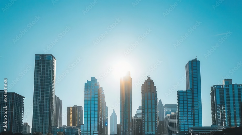prominent blue buildings in downtown atlanta skyline cityscape against clear sky urban landscape photography prominent blue buildings in downtown atlanta skyline cityscape against clear sky urban landscape photography