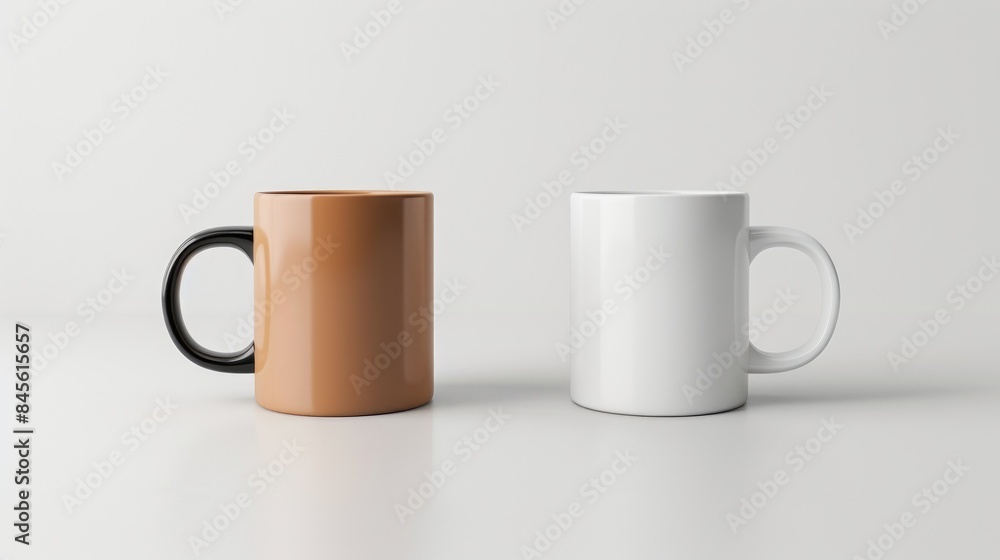 Two Coffee Mugs on a White Background Mock up Two Coffee Mugs on a White Background Mock up