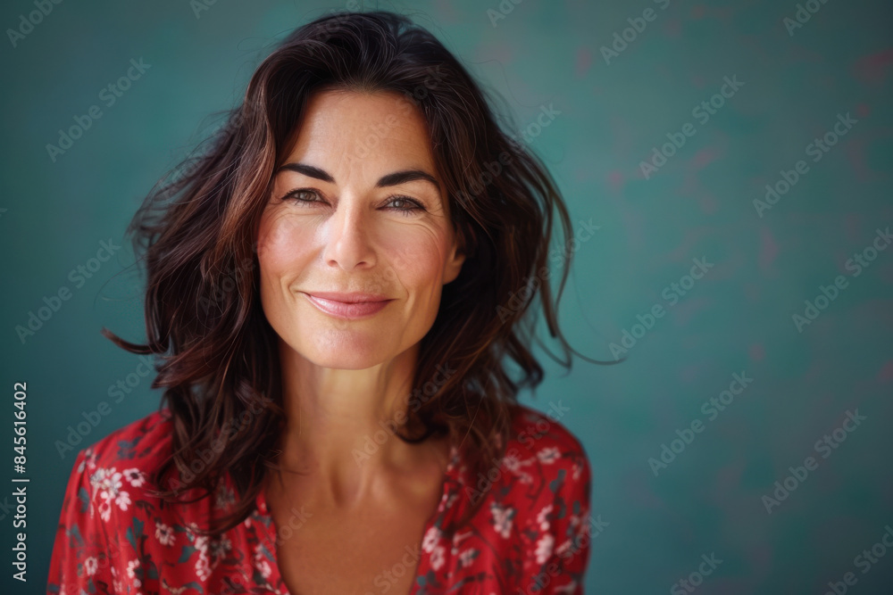 Fototapeta premium A close up portrait of a woman with a subtle smile