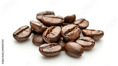 A detailed image of roasted coffee beans highlights their deep brown color and intricate textures. These beans are perfect for grinding  ensuring a flavorful and robust coffee experience.