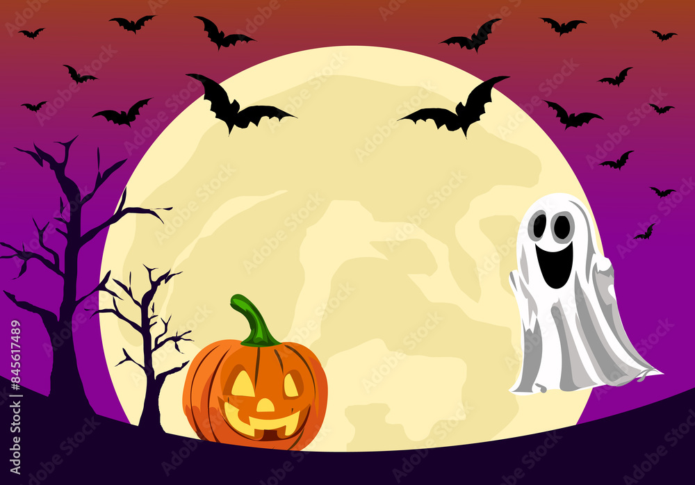 halloween background with pumpkin and bats halloween background with pumpkin and bats