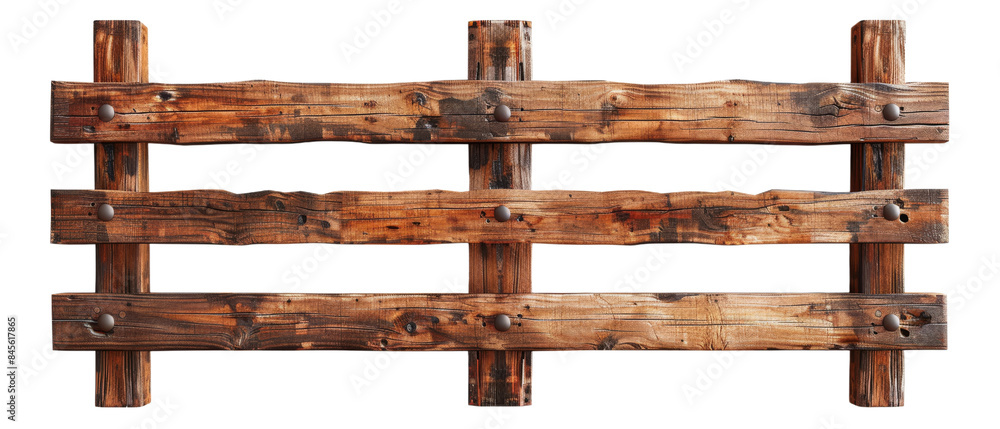Rustic wooden fence panel with natural texture and grain, suitable for ...
