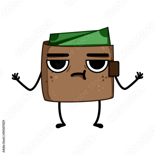 broke purse character cartoon. business credit, financial sad, emotface poor broke purse character sign. isolated symbol vector illustration