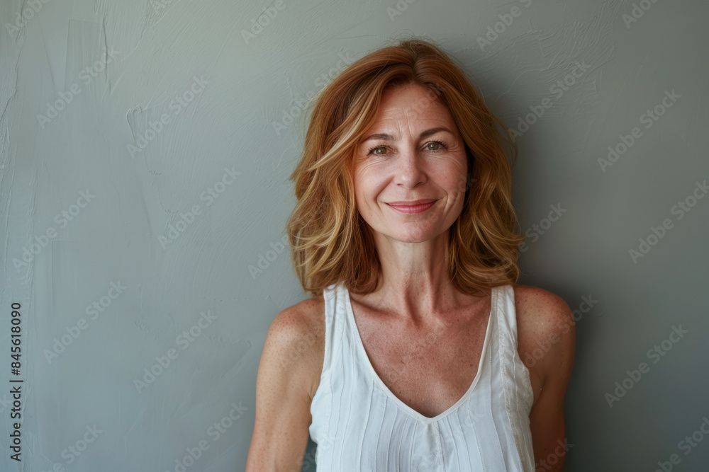 A close up portrait of a woman with a subtle smile A close up portrait of a woman with a subtle smile