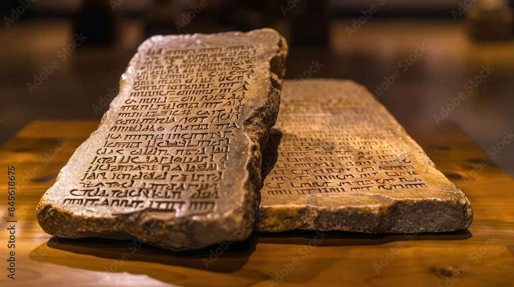 The Ten Commandments Stone Tablets Inscribed With The Covenant Of God 