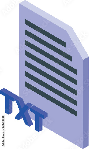 Isometric txt file format symbol representing a plain text document