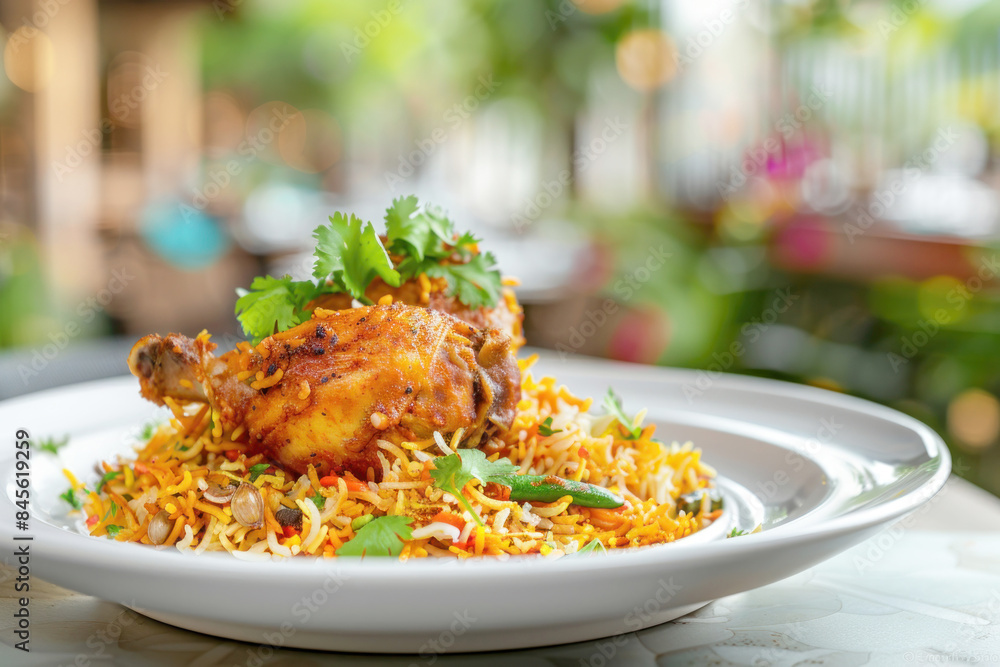 Flavorful Indian Chicken Biryani with Spices in Traditional Kitchen Setting Flavorful Indian Chicken Biryani with Spices in Traditional Kitchen Setting