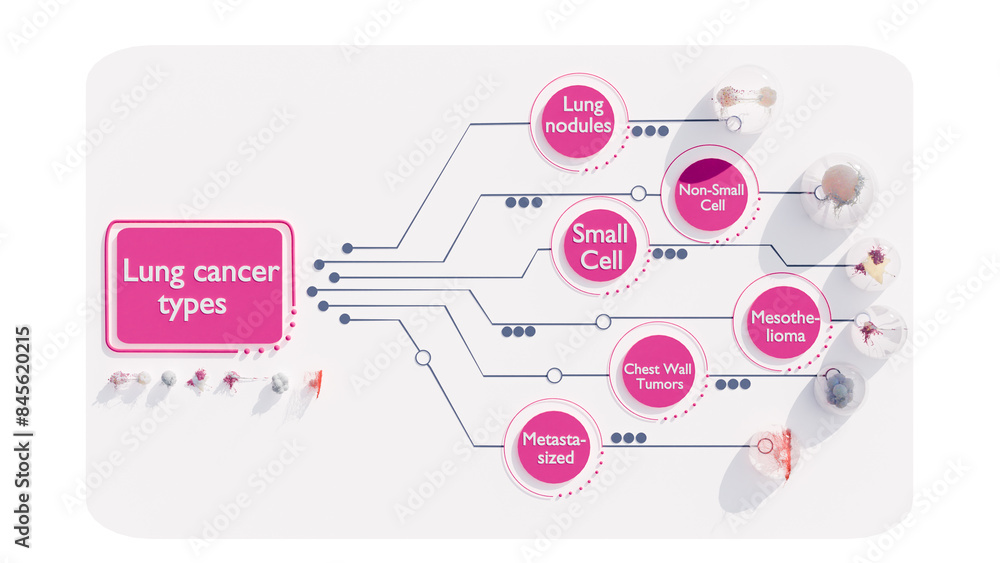 3D Cancer Cell Infographic, Lung Cancer Cells types in 3D style, Tumor ...