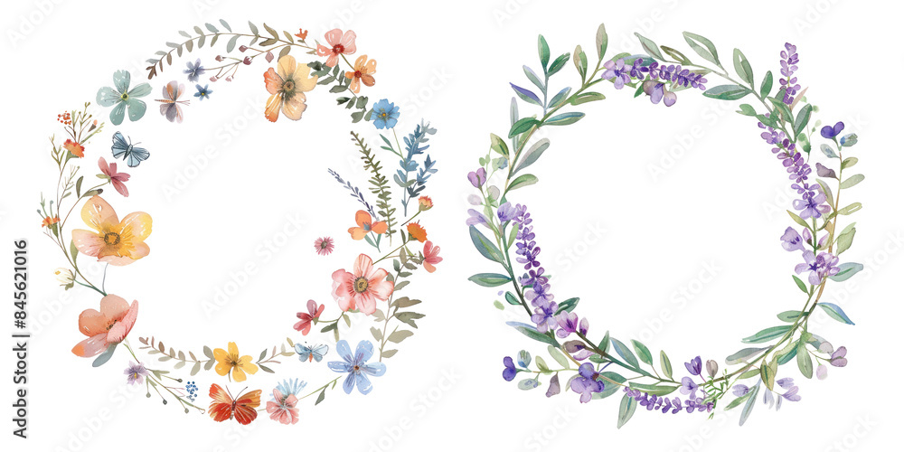 Flower circle wreath png cut out element set Flower circle wreath png cut out element set
