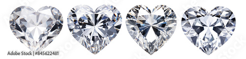 Heart shaped diamond png cut out element set photo