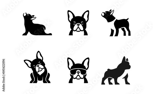 French bulldog Logo icon design illustration template