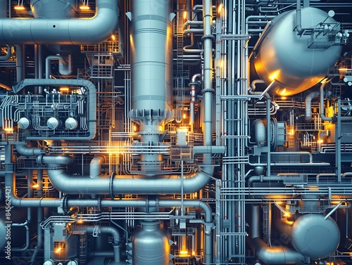 Detailed and Intricate Chemical Plant with Complex Piping and Tanks Advanced Industrial Processes Concept