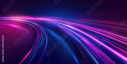 Speed ​​of light with purple and blue glowing lines