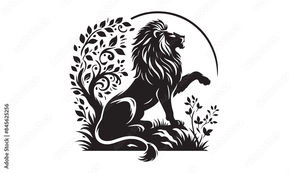 Vector silhouette illustration of a Lion with a minimalist logo design Vector silhouette illustration of a Lion with a minimalist logo design