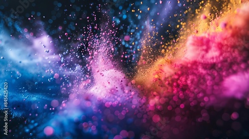 vibrant abstract powder explosion colorful dust particles dynamic paint splash background