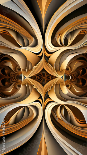 Abstract Gold And White Curved Shapes Design