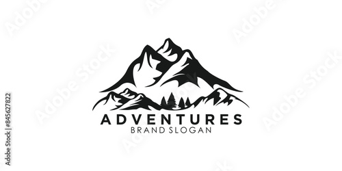 Mountain and adventure logo design vector with illustration premium concept idea