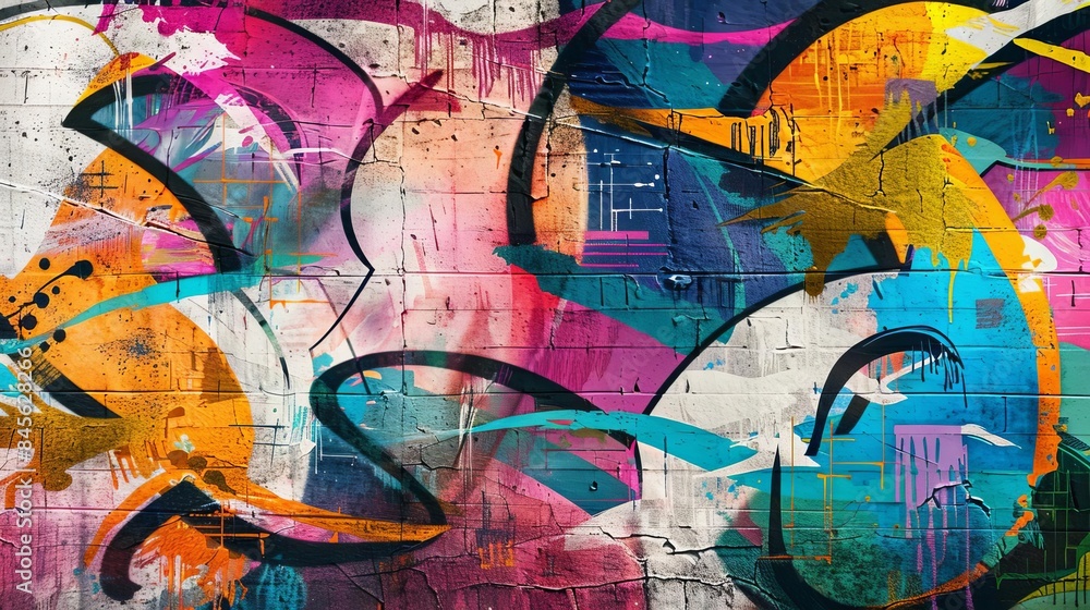 vibrant retrostyle graffiti art with colorful strokes on urban background digital painting vibrant retrostyle graffiti art with colorful strokes on urban background digital painting