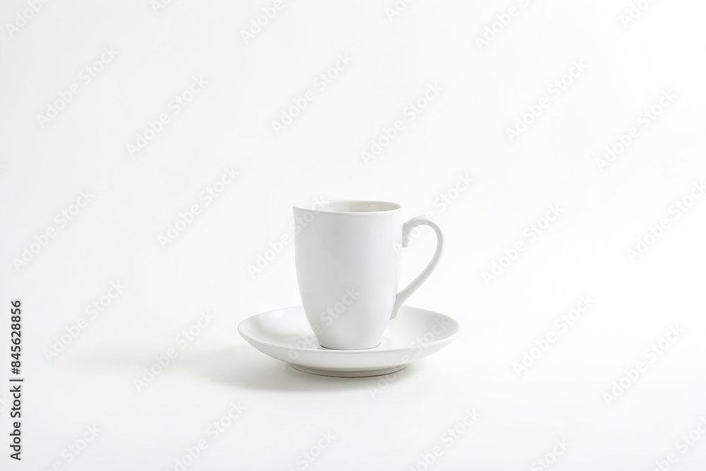 White coffee cup and saucer on white background White coffee cup and saucer on white background