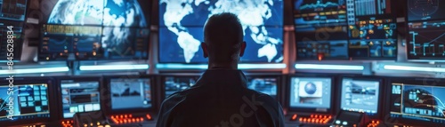 Advanced radar systems detecting space junk in Earths orbit, hightech arrays, precise scanning, detailed control room, 4K resolution