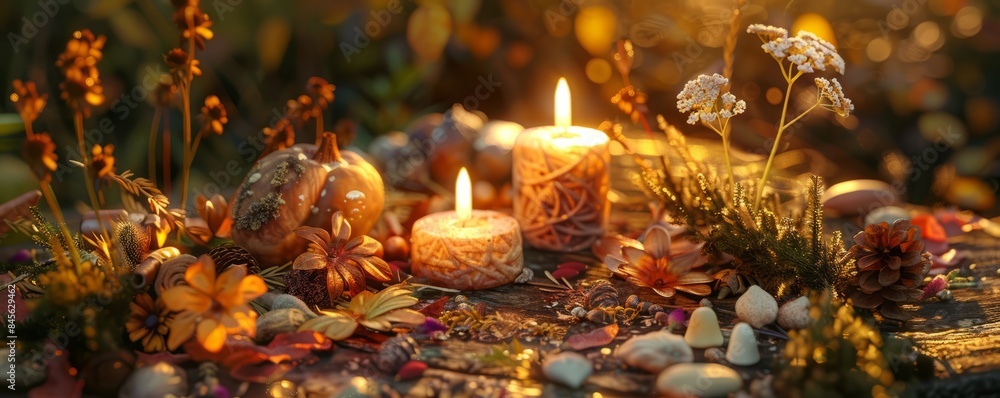 Autumn equinox celebration with seasonal rituals, nature appreciation and balance, 4K hyperrealistic photo. Autumn equinox celebration with seasonal rituals, nature appreciation and balance, 4K hyperrealistic photo.