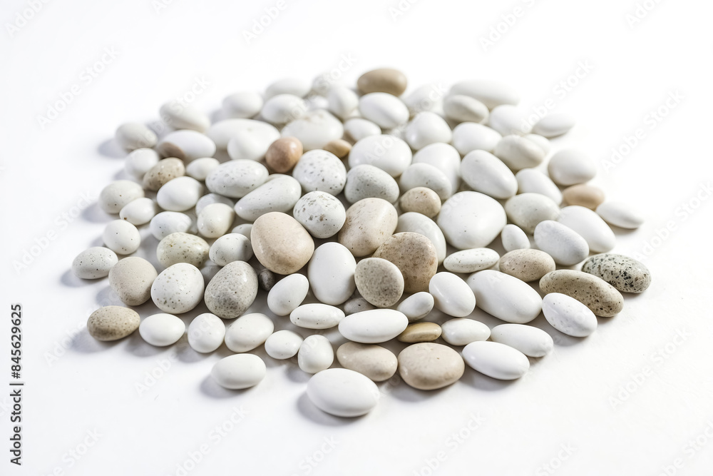 White and Beige Stones on White Background