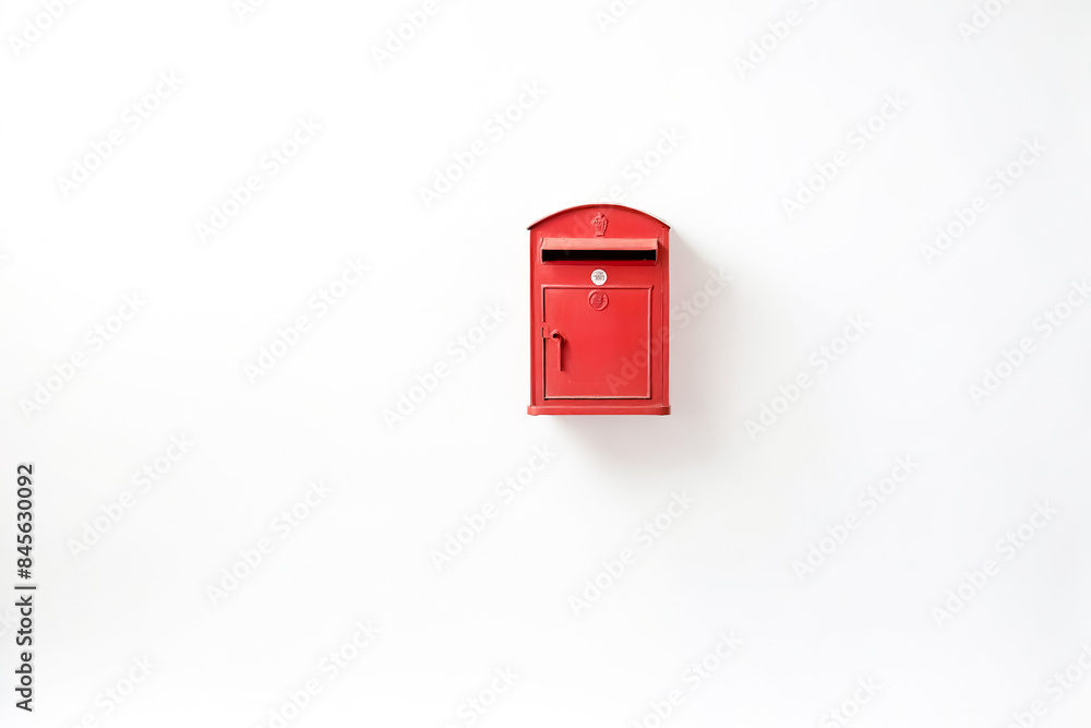 Red Postbox on a White Wall Red Postbox on a White Wall