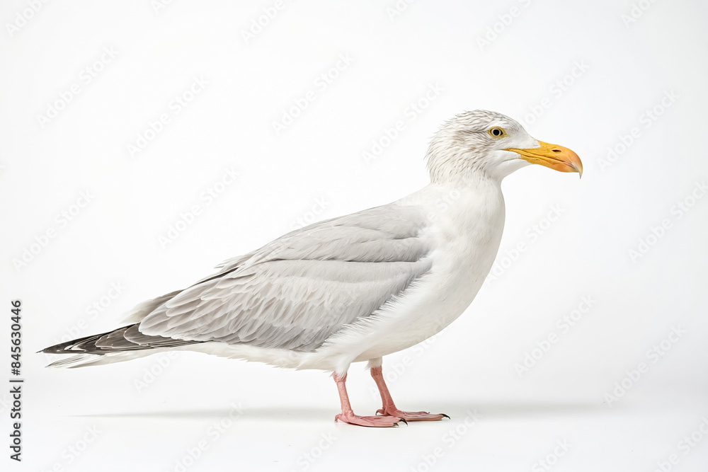 Obraz premium Seagull standing on a white background