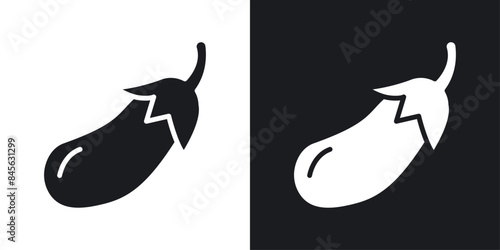 Aubergine icon set. Food and culinary theme vector symbol. photo