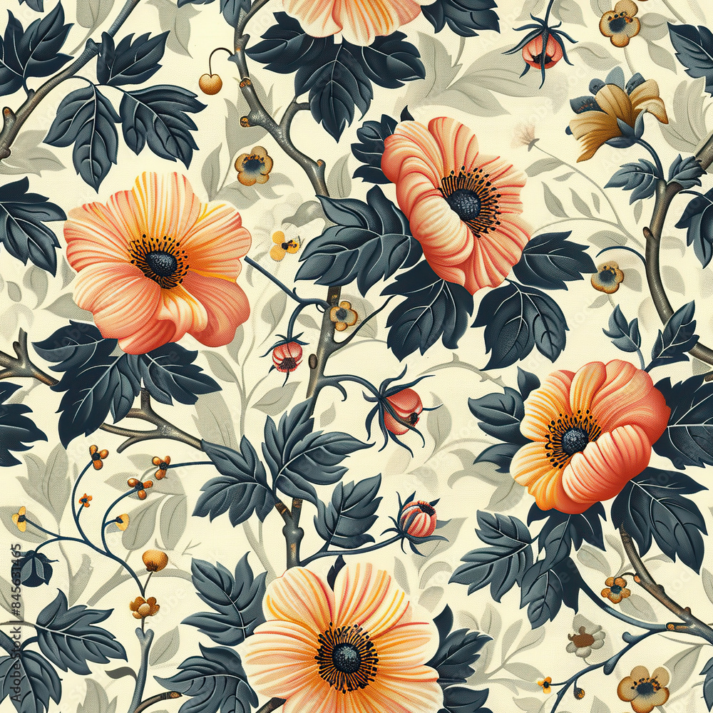seamless botanical flower vintage pattern for Wallpaper, Fabric Prints, Home Décor, and Digital Backgrounds