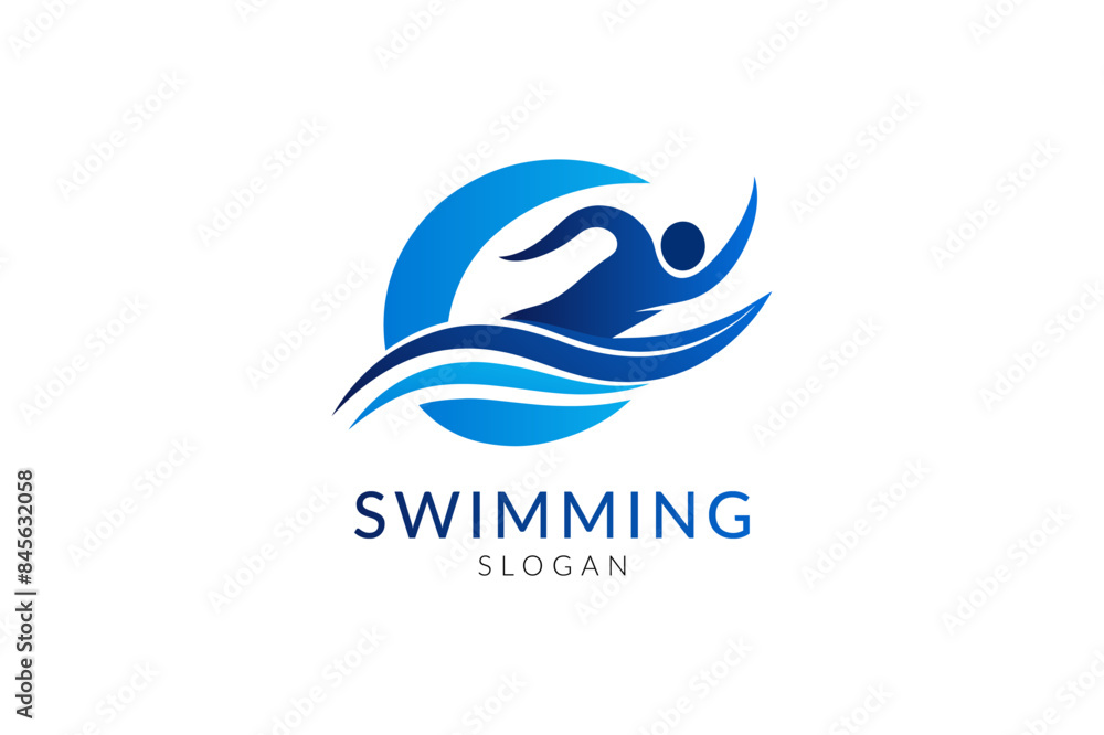 Swimming abstract logo isolated on a white background Swimming abstract logo isolated on a white background