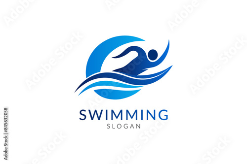 Swimming abstract logo isolated on a white background