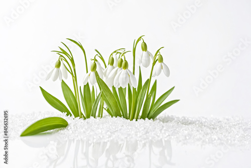 Wallpaper Mural Snowdrops in a bed of white crystals Torontodigital.ca