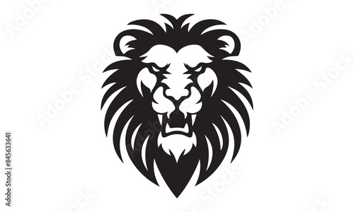 Lion head Vector silhouette illustration with a minimalist logo design