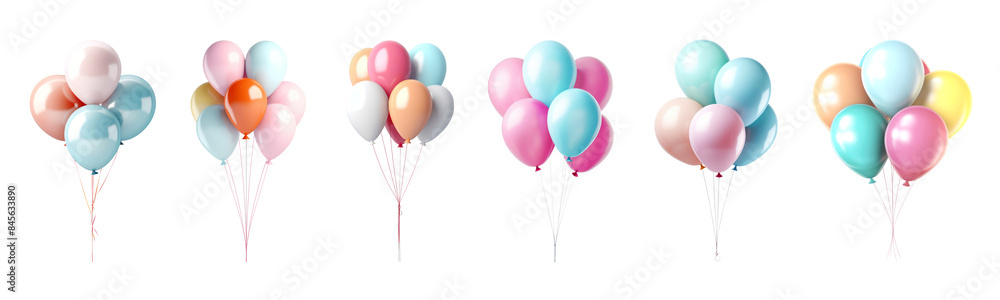 Pastel color balloon bunch png element set on transparent background Pastel color balloon bunch png element set on transparent background