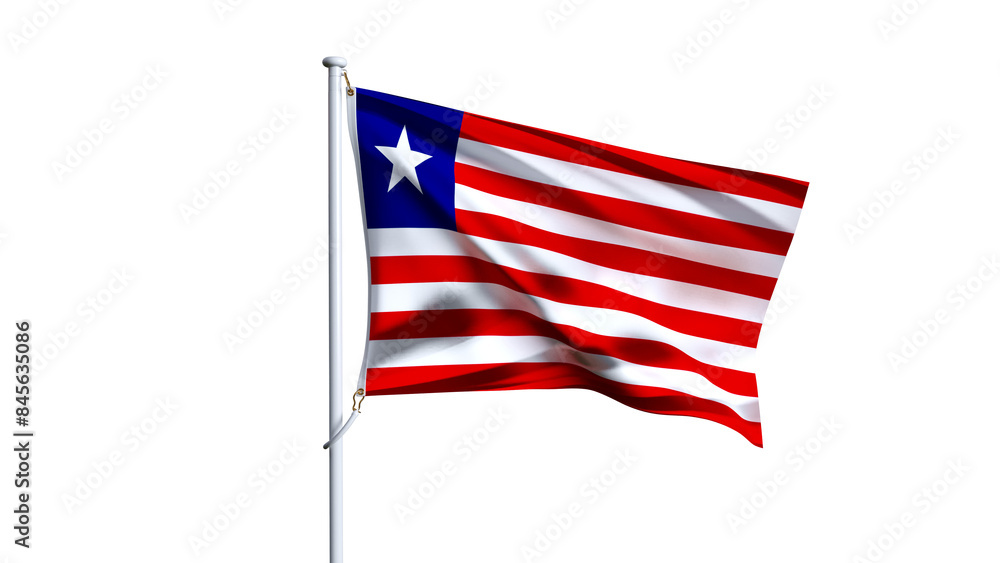 Waving flag of liberia isolated on transparent background. Waving flag of liberia isolated on transparent background.