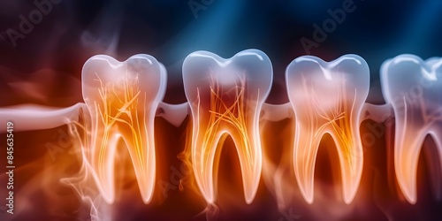 Sensitive Teeth Sharp Pain with Hot, Cold, or Sweet Stimuli. Concept Tooth Sensitivity, Dental Health, Pain Management, Sensitivity Triggers, Oral Care photo