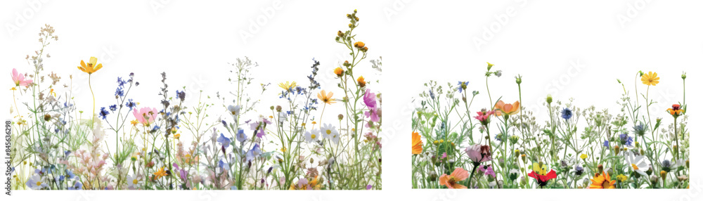Isolated wildflower field with a transparent background. Isolated wildflower field with a transparent background.