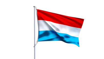 Waving flag of luxembourg isolated on transparent background.